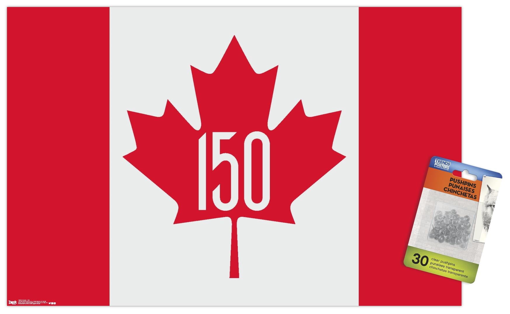 Canada - 150th Anniversary Wall Poster with Push Pins, 14.725" x 22.375"
