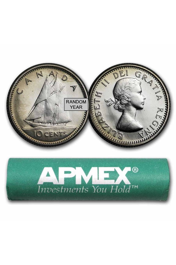 Canada 80% Silver Coins - $5 Face Value Roll - Dimes