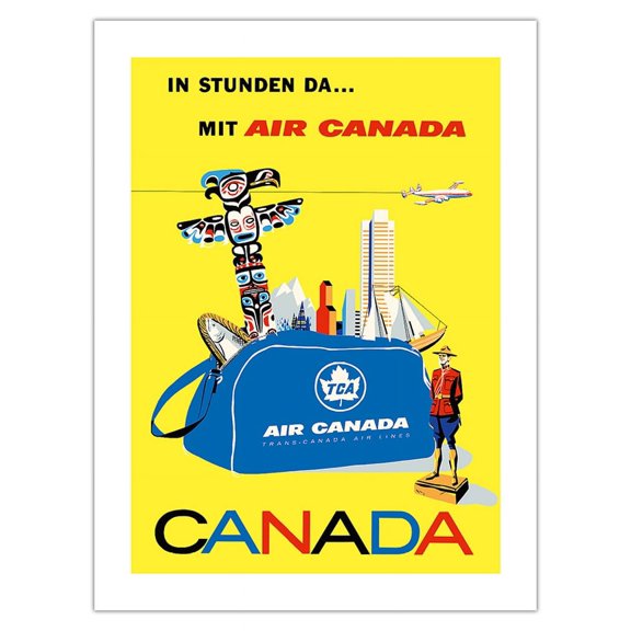 Canada - Air Canada TCA (Trans-Canda Air Lines) - Vintage Airline Travel Poster by Roberto Floreani c.1960 - Fine Art Matte Paper Print (Unframed) 18x24in