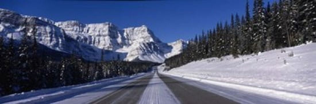 Canada Alberta Banff National Park road winter Canvas Art - Panoramic Images (18 x 6)