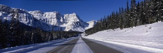 Canada Alberta Banff National Park road winter Canvas Art - Panoramic Images (36 x 12)