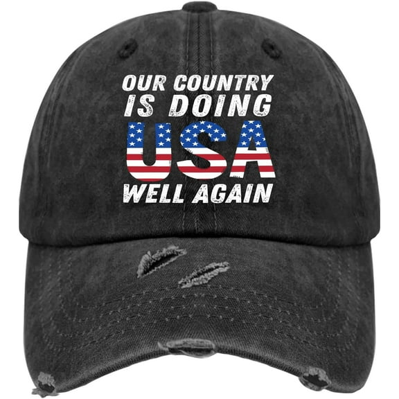 Canada America Usa Map Trucker Dad Hat Cotton Washed Denim Baseball Cap
