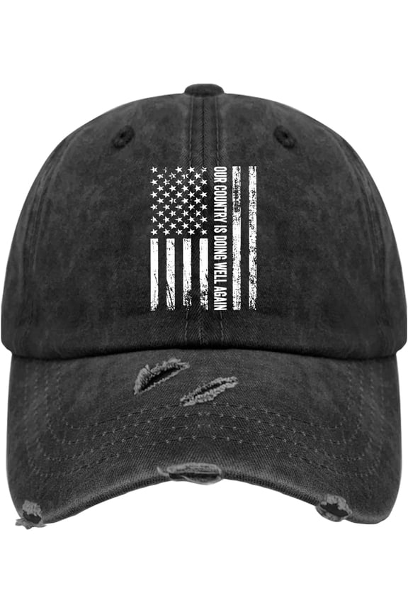 Canada America Usa Map Trucker Dad Hat Cotton Washed Denim Baseball Cap