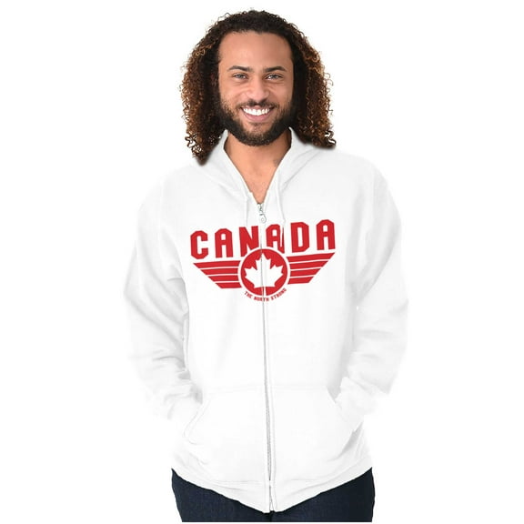Canada Aviator Badge Retro Cool Unisex Fleece Graphic Zip Up Hoodie Brisco Brands 2X