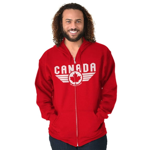 Canada Aviator Badge Retro Cool Unisex Fleece Graphic Zip Up Hoodie Brisco Brands 4X