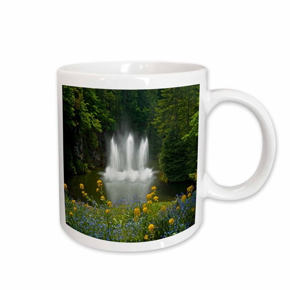 Canada, B.C., Vancouver Island. Fountain in Butchart Gardens. 11oz Mug mug-208314-1