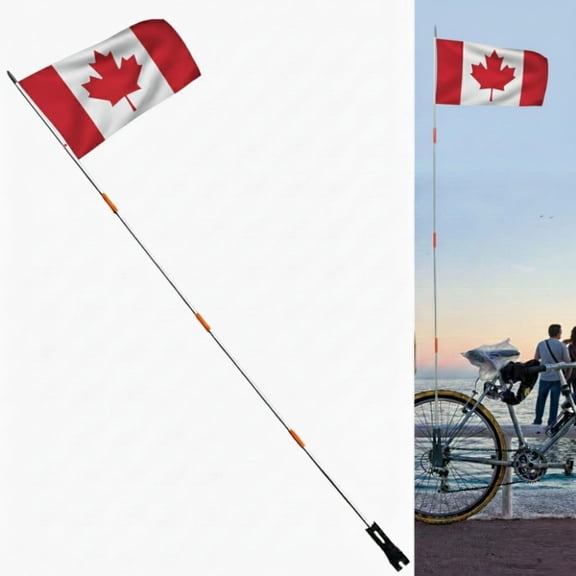 Canada Bicycle Flags with Pole Canadian National Countries Bike Safety Flag Replacement Pennant Strip for Outdoor Cycling Riding