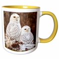 thumbnail image 1 of 3drose, Canada, British Columbia, Two Snowy Owl Waiting to Hunt, 11oz Two-tone Yellow Mug, 1 of 6