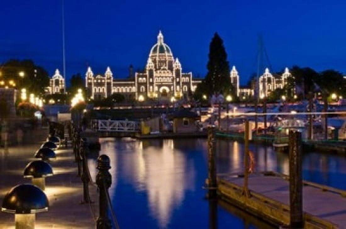 Canada British Columbia Victoria Inner Harbor at Dusk Canvas Art - Rob Tilley DanitaDelimont (36 x 24)
