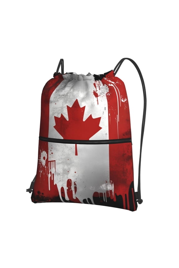 Canada Canadian Flag Art Drawstring Backpack Bag Water Resistant Yoga Shopping Cinch Bag Sackpack For Men Women