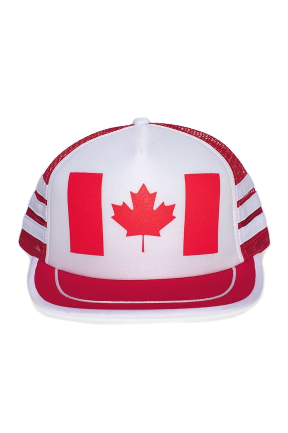 Canada Canadian Flag Hat Classic 3 Stripe Cap Truckers Adult One-Size Vintage