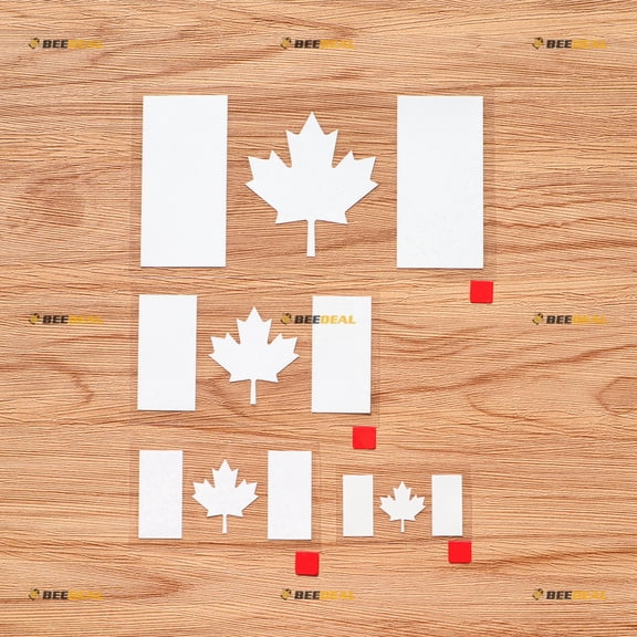 Canada Canadian Flag Maple Leaf Vinyl Decal Sticker - 4 Pack White, 2 Inches, 3 Inches, 4 Inches, 6 Inches - Die Cut No Background
