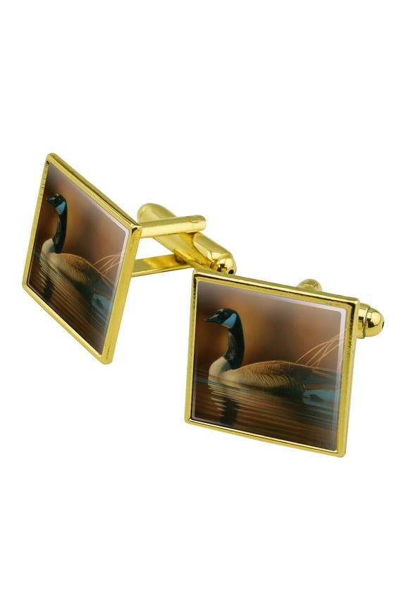 Canada Canadian Goose Square Cufflink Set - Silver or Gold