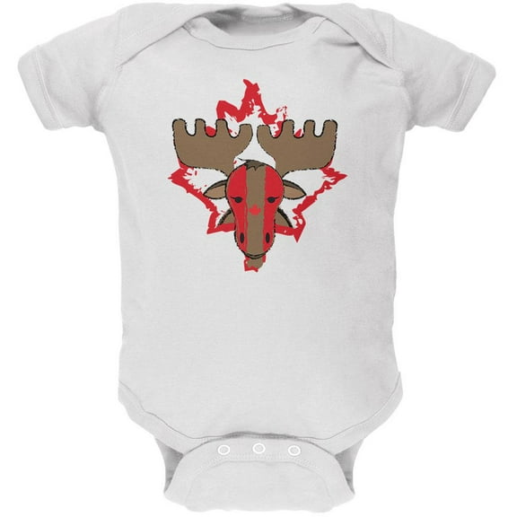 Canada Canadian Maple Leaf Moose Sports Paint Hockey Soft Baby One Piece White 18-24 M