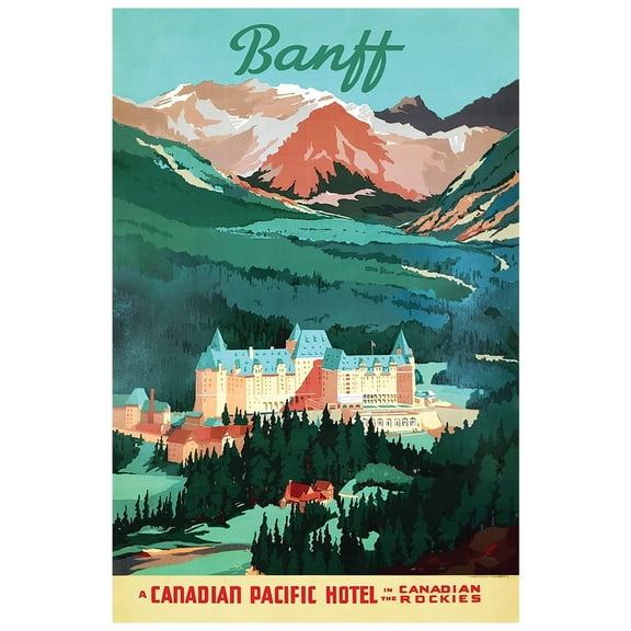 Canada - Candian Pacific Hotel - Banff - Vintage Travel Poster (12x18Inches)