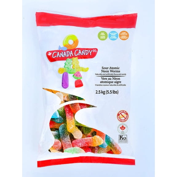 Canada Candy Sour Atomic Neon Worms 2.5kg (5.5 lbs) {Imported from Canada}