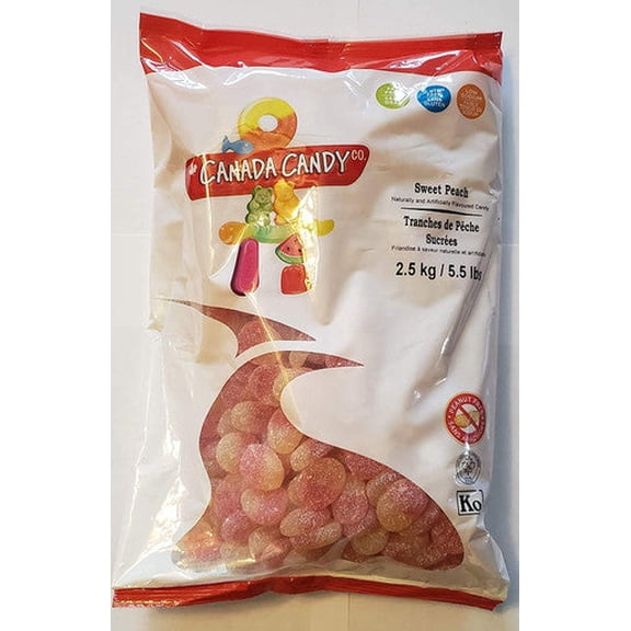 Canada Candy Sweet Peach Gummy Candy 2.5 kg (5.5 lbs) Bag {Imported from Canada}
