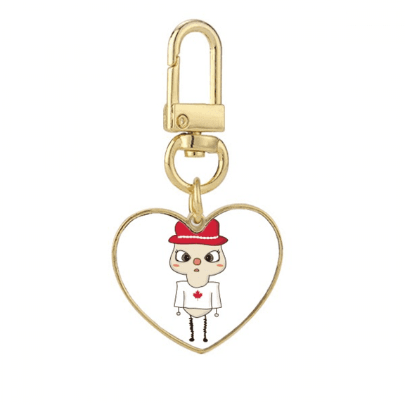 Canada Country Maple Ottawa Flag UU Gold Heart Keychain Metal Keyring Holder