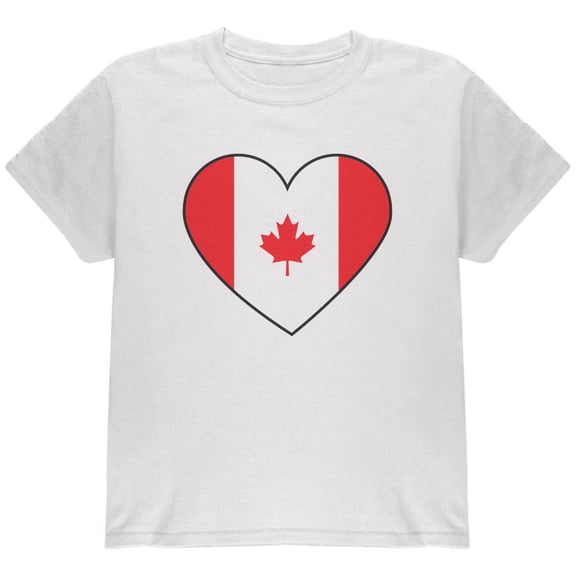 Canada Day Canadian Flag Heart Youth T Shirt White Youth X-SM