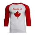 thumbnail image 1 of Canada Day 'Eh Pun Red Mens Soft Raglan T Shirt White-Red X-LG, 1 of 1