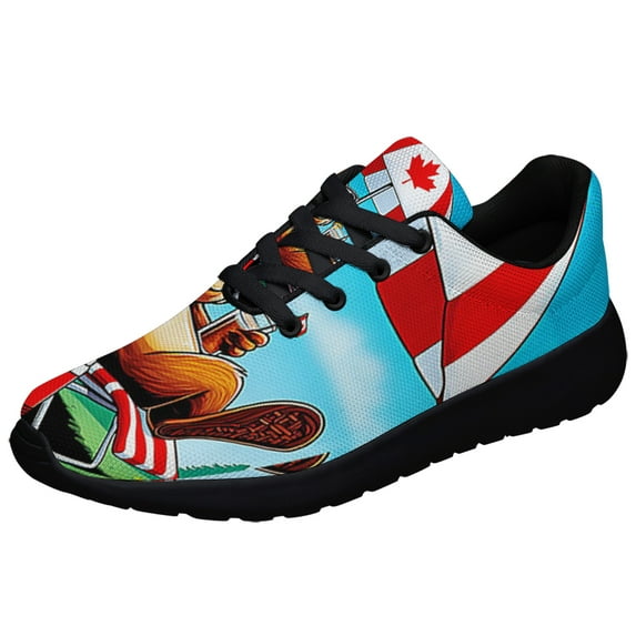 Canada Day Funny Beaver Chilling Out Shoes Sneakers Black Size 11.5