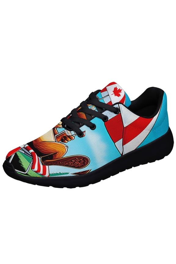 Canada Day Funny Beaver Chilling Out Shoes Sneakers Black Size 13