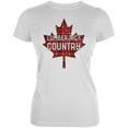 thumbnail image 1 of Canada Day Lumberjack Country Plaid Juniors Soft T Shirt White SM, 1 of 1