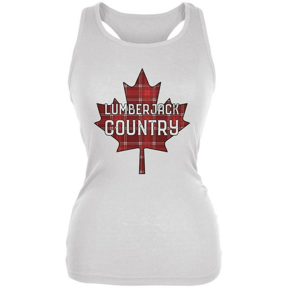 Canada Day Lumberjack Country Plaid Juniors Soft Tank Top White SM
