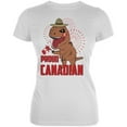 thumbnail image 1 of Canada Day Proud Canadian T-Rex Juniors Soft T Shirt White SM, 1 of 1