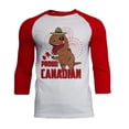 thumbnail image 1 of Canada Day Proud Canadian T-Rex Mens Soft Raglan T Shirt White-Red X-LG, 1 of 1