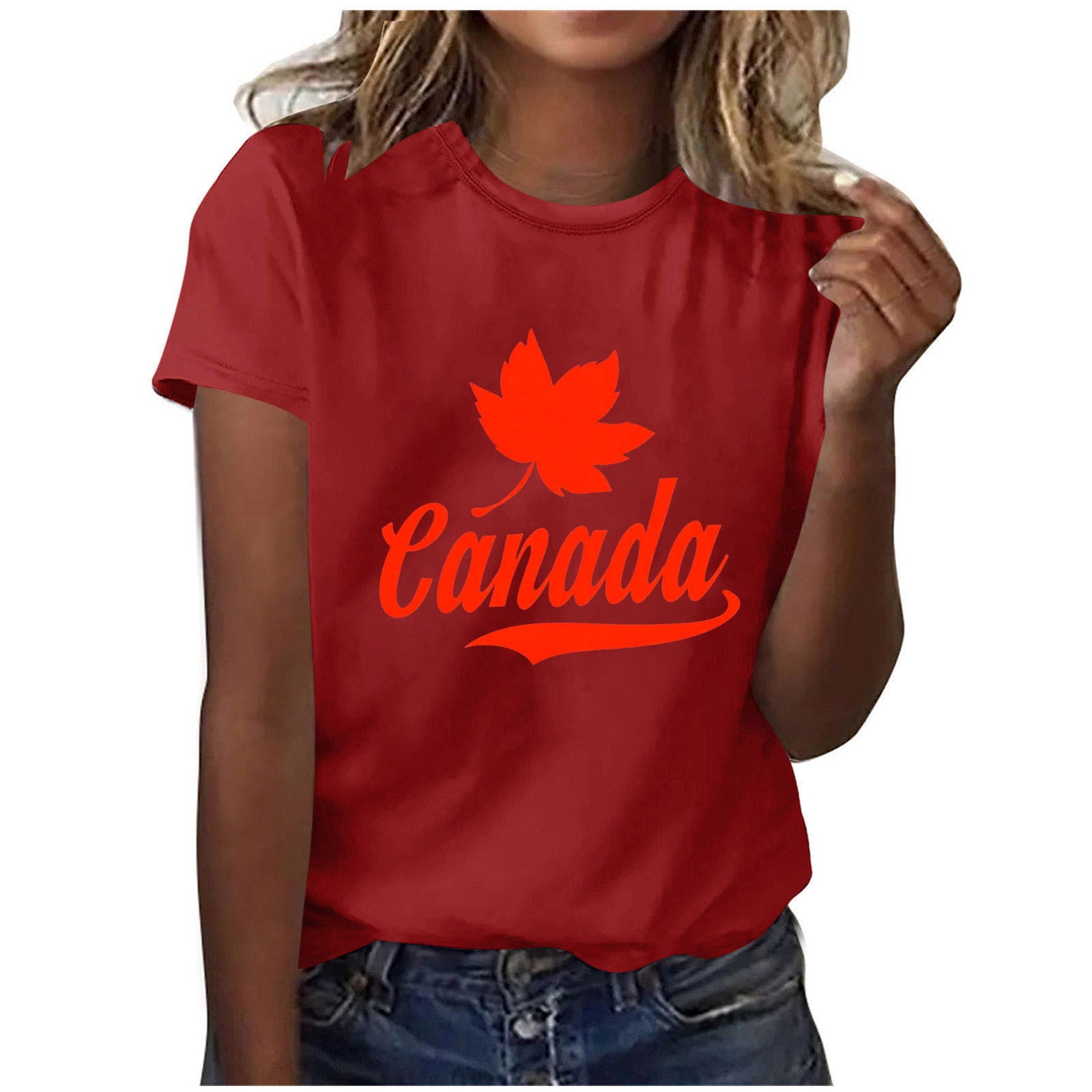 Canada Day T-Shirts for Women Canada Letter Graphic Short Sleeve Top ...