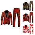 thumbnail image 1 of Canada Day Tuxedo Suits for Men 2 Piece Maple Leaf Printed Lapel V Neck One Button Blazer and Pant Matching Sets for Holiday Party Events, 1 of 6