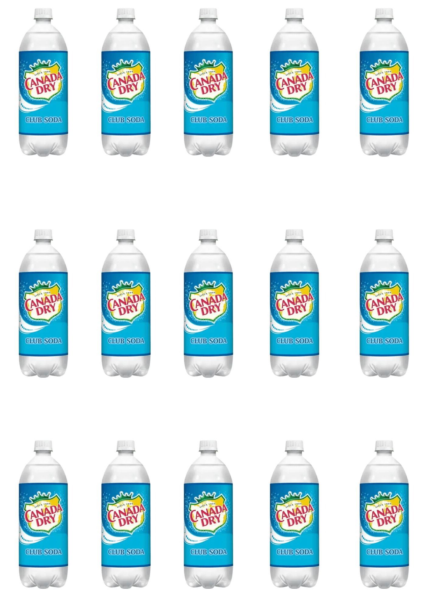 Canada Dry 1 Liter Drink Mixers - Tonic, Zero Tonic, Club Soda, and Ginger Ale - Bundled by Louisiana Pantry - (Club Soda, 15 Pack)