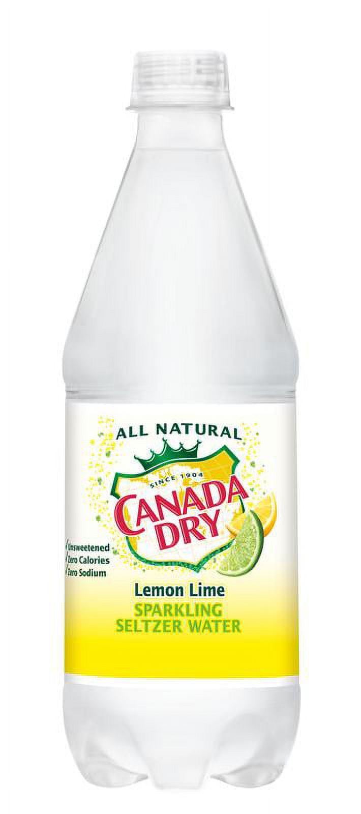 Canada Dry All Natural Sparkling Lemon Lime Seltzer Water Bottle, 20 Fl