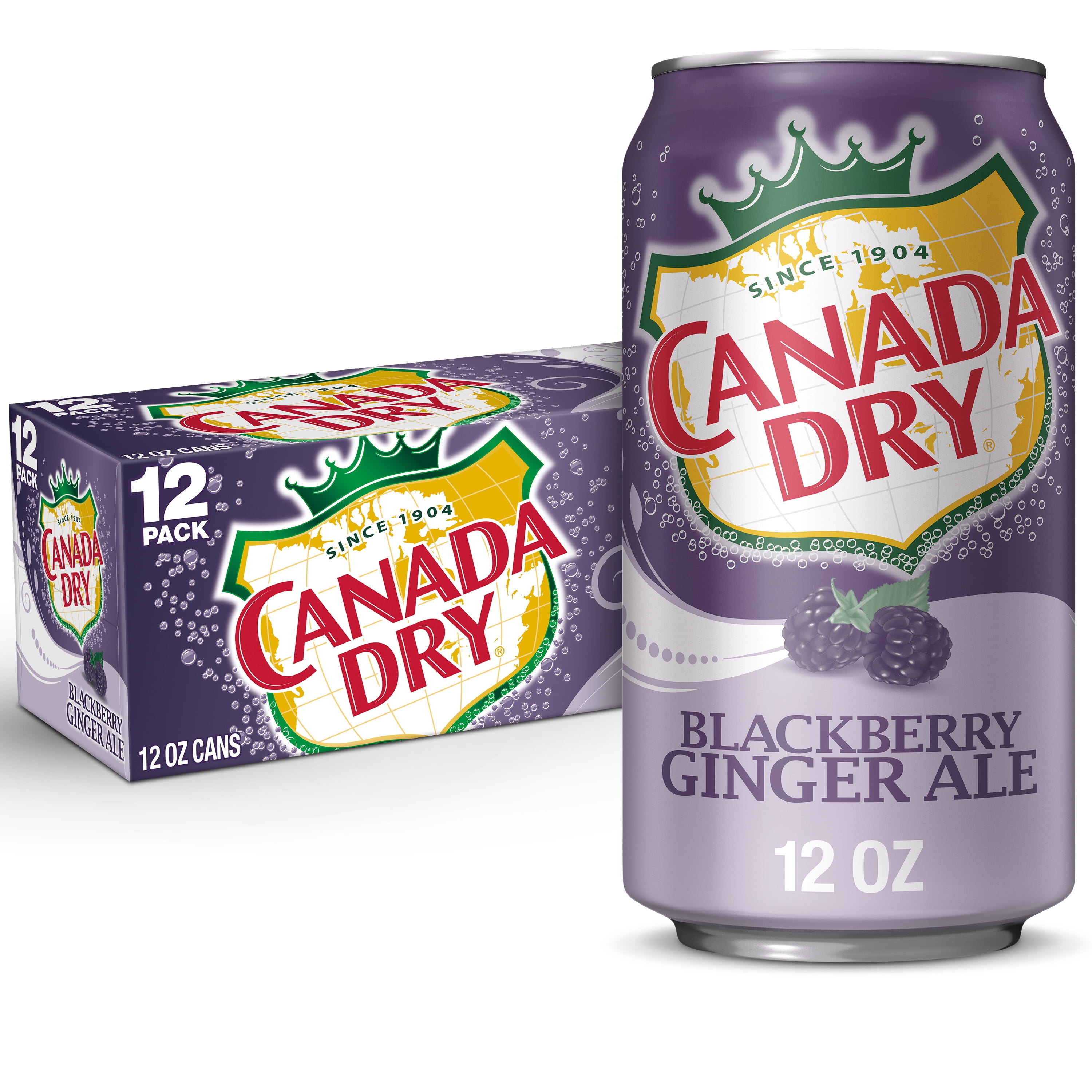 Canada Dry Caffeine Free Blackberry Ginger Ale Soda Pop, 12 fl oz, 12