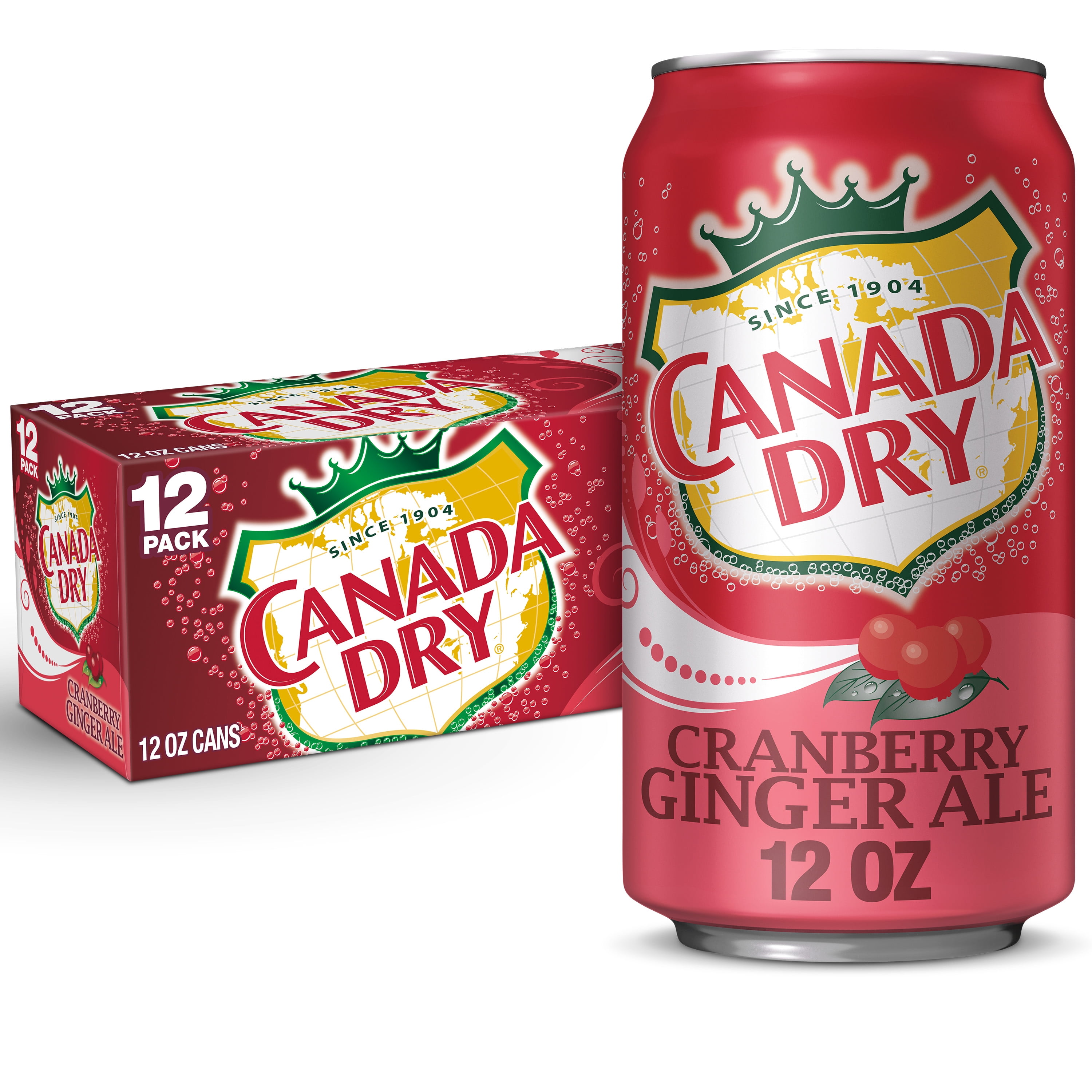 Canada Dry Caffeine Free Cranberry Ginger Ale Soda Pop, 12 fl oz, 12