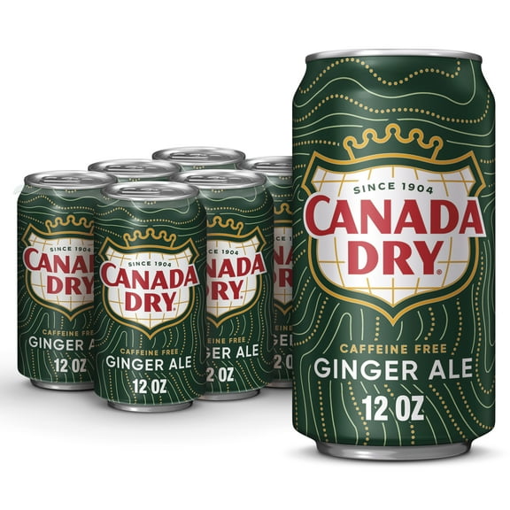 Canada Dry Caffeine Free Ginger Ale Soda Pop, 12 fl oz, 6 Pack Cans