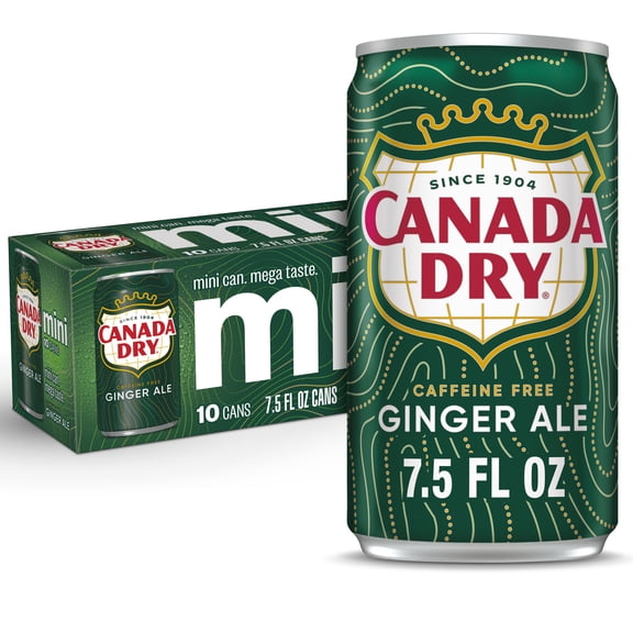 Canada Dry Caffeine Free Ginger Ale Soda Pop, 7.5 fl oz, 10 Pack Cans