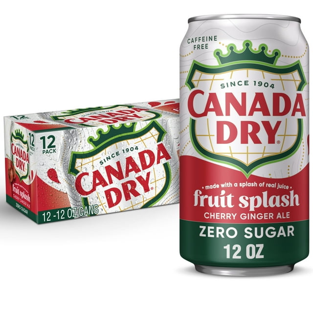 Canada Dry Caffeine Free Zero Sugar Fruit Splash Cherry Ginger Ale Soda