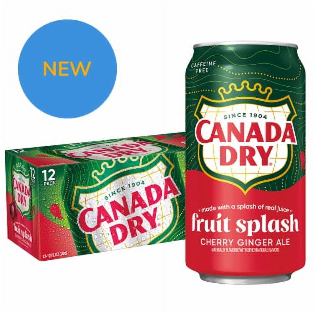 Canada Dry Cherry Ginger Ale, Fruit Splash Soda, 12oz Pack of 12