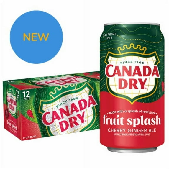 Canada Dry Cherry Gingerale Fruit Splash 12oz, Pack of 12