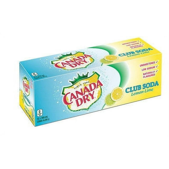 Canada Dry Club Soda Lemon Lime, 355 mL cans, 12ct, (Imported from Canada)