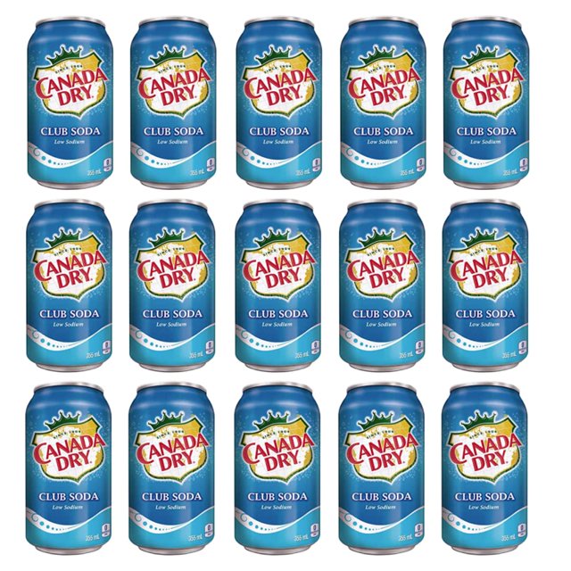 Canada Dry Club Soda Sparkling Seltzer Water, 12oz Can (Pack of 15