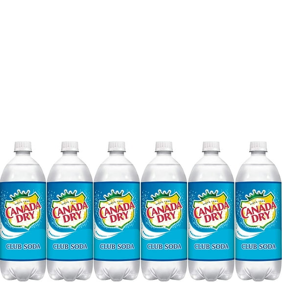 Canada Dry Club Soda Sparkling Seltzer Water 33.8 oz Bottle (Pack of 6, Total of 202.8 Oz) Party Drink