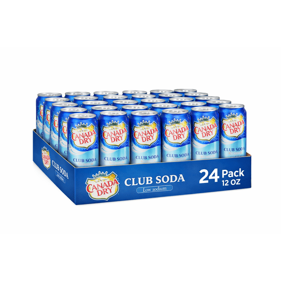 Canada Dry Club Soda Sparkling Water Beverage, 12 fl oz Cans, 24 Pack