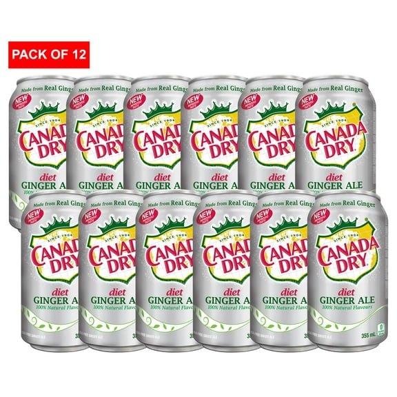Canada Dry - Diet Ginger Ale, 355 mL Cans (Pack of 12)