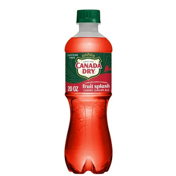 Canada Dry Fruit Splash Cherry Ginger Ale, 20 oz, Pack of 16