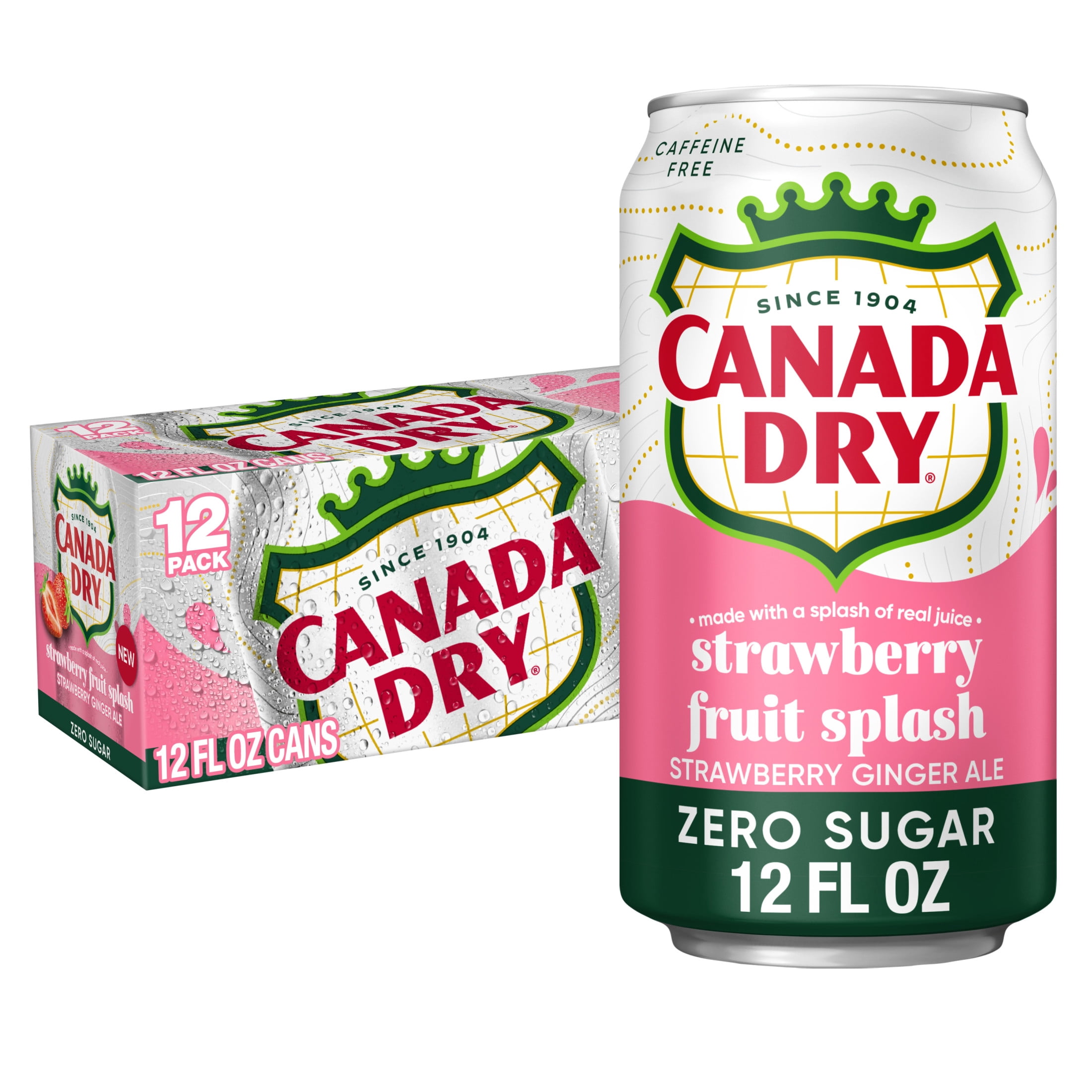 Canada Dry Caffeine Free Zero Sugar Fruit Splash Strawberry Ginger