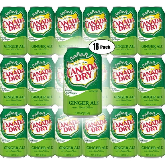 Canada Dry Ginger Ale, 7.5oz Mini Can (Pack of 18, Total of 135 Oz)