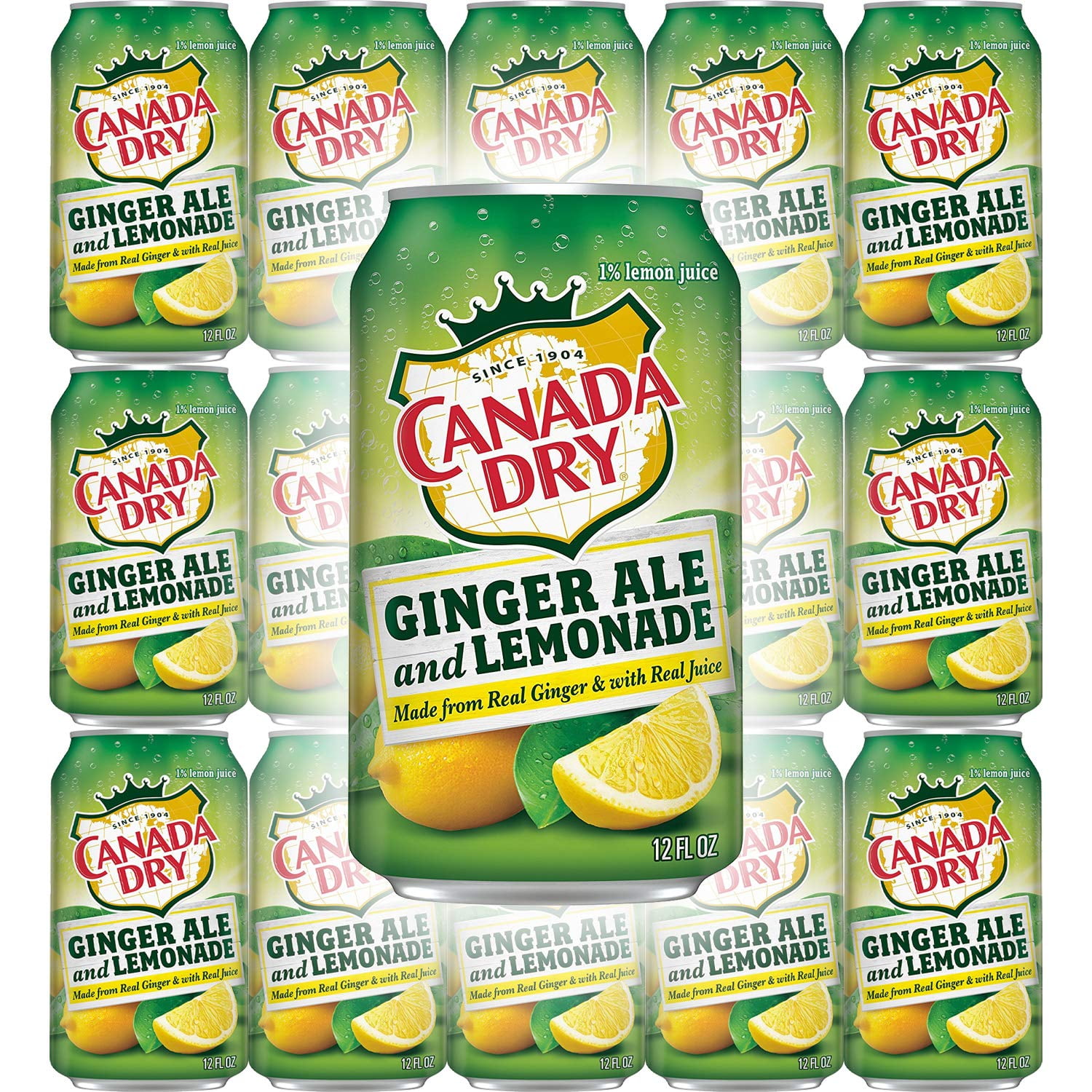 Canada Dry Ginger Ale & Lemonade, Made from Real Ginger & with Real Juice, 12oz Can (Pack of 15